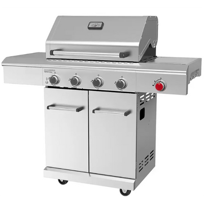 Nexgrill Deluxe 4 Burner Stainless Steel Gas Barbecue, Side Burner + Cover